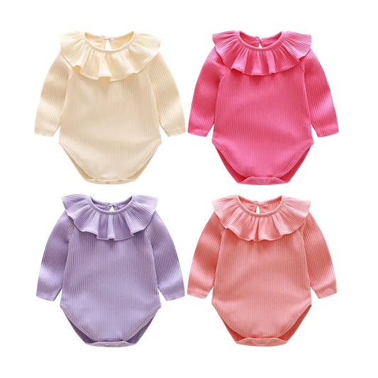 Newborn Infant Baby Girl Romper Bebe Body Suit 0-2Y 2023 Summer Fall Candy Ruffles Outfits