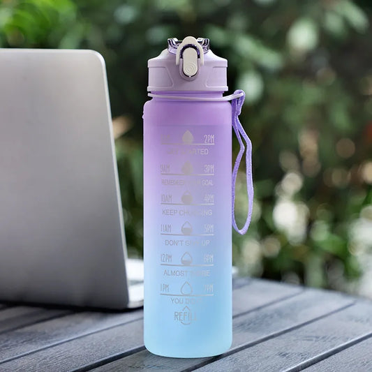 900ML Water Bottle With Straw  Sport Water Bottle for Children BPA-Free Leakproof Drinking Bottles Outdoor Travel  Free Stickers
